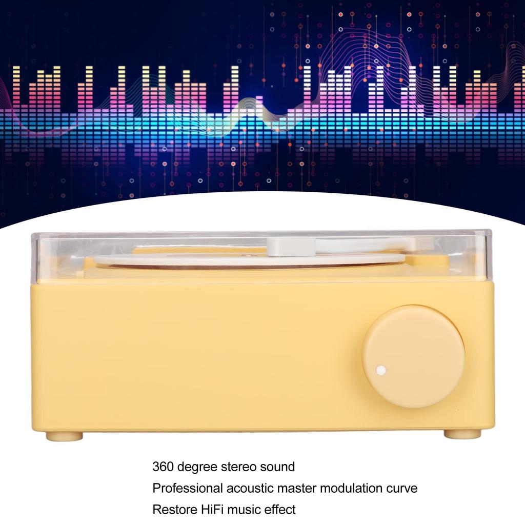 X11 Portable Retro Record Player with Built-in Receiver, 360-Degree Stereo HiFi Sound, 3 Playback Modes, and Mobile Phone Connectivity (Yellow)