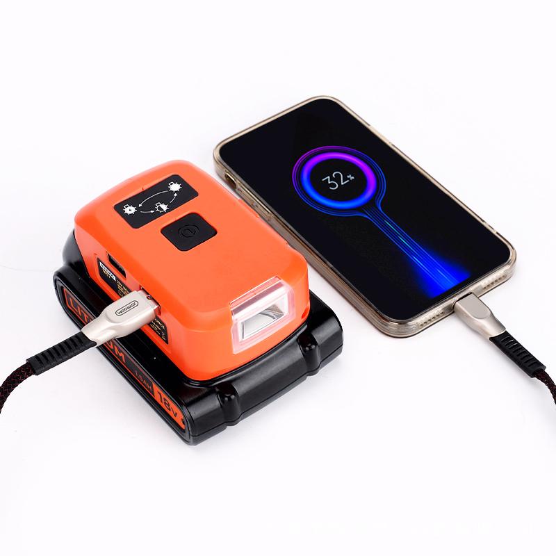 Battery Adapter for Craftsman/for Black Decker 14.4v-20v Li-ion Battery with Dual USB Work Light