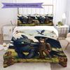 How To Train Your Dragon Pattern Bedding Uilt Set Uilt Cover Pillowcase Home Decoration Birthday Gift (1 * Duvet Cover + 2 * Pillowcase Without Core)