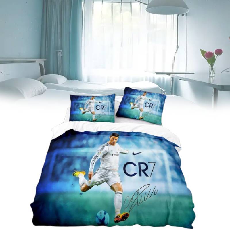 Football 3d Star Bedding Set Quilt Duvet Cover Pillowcase Single Double Uk Gift