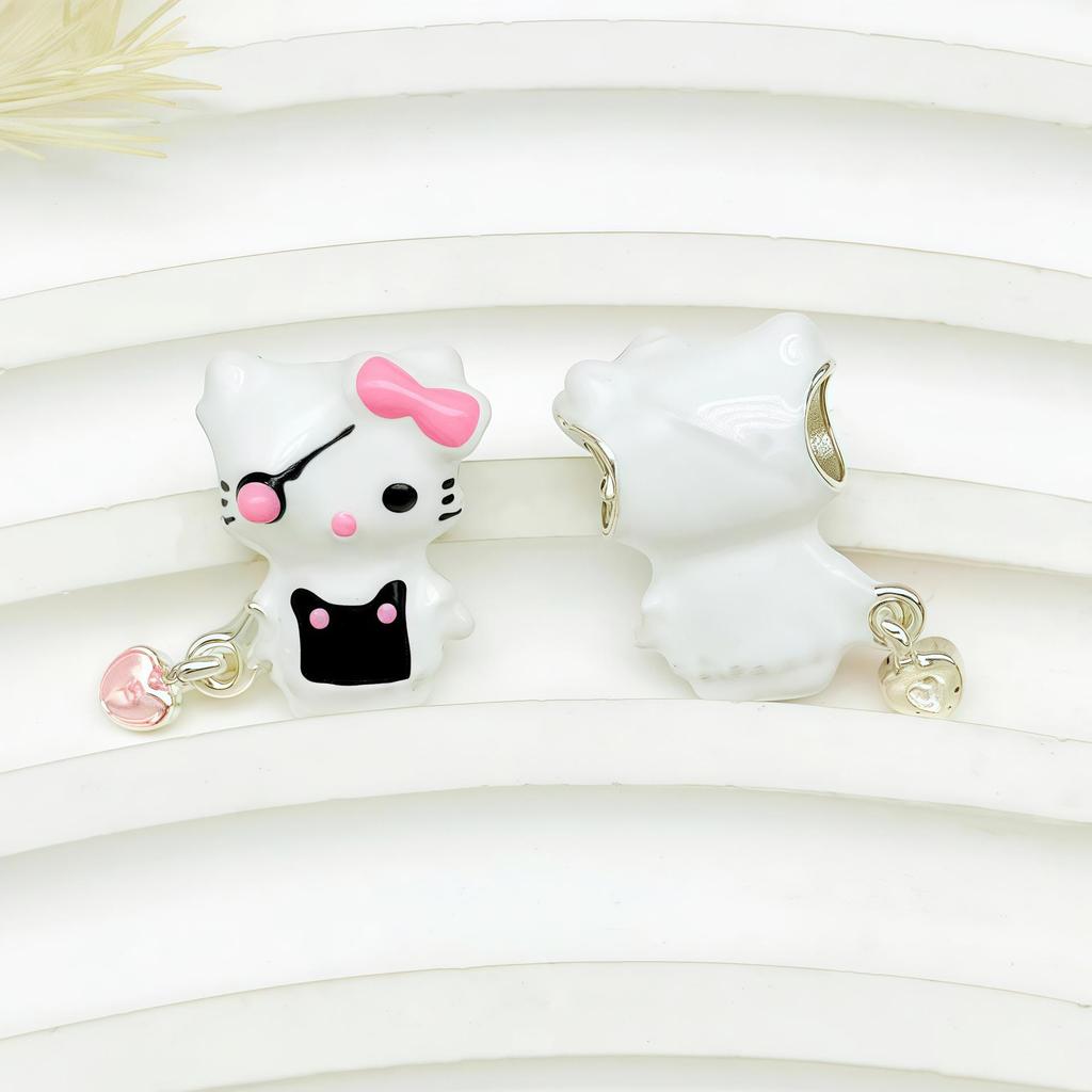 DIY Silver-Plated Cartoon Penguin Beads - Hand-Painted for Bracelet Making