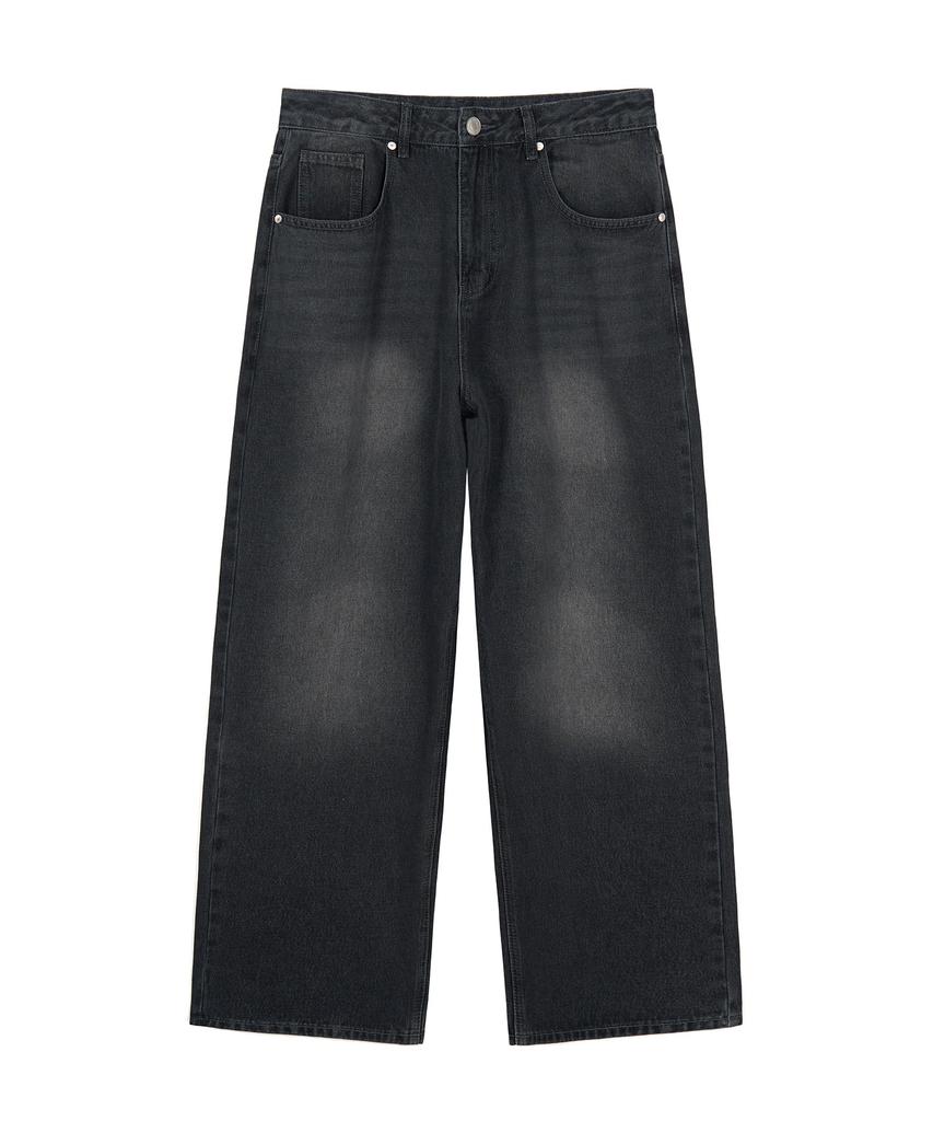 X Container Deep Washed Wide Denim Pants (Washed Black)