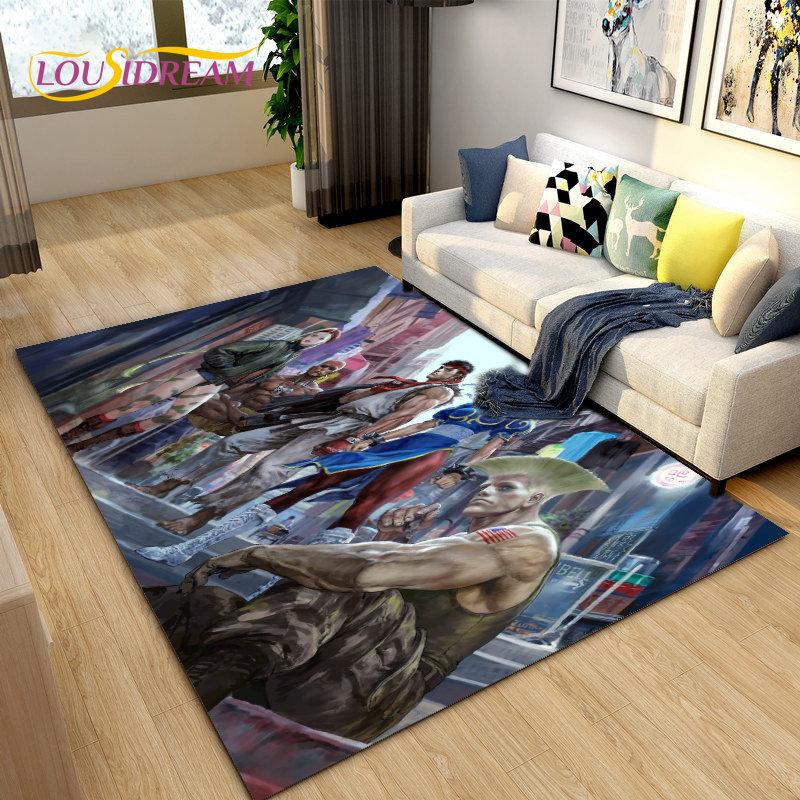 Street Fighter Retro Game Gamer Area Rug,Carpet Rug for Living Room Bedroom Sofa Doormat Decoration, Kid Play Non-slip Floor Mat