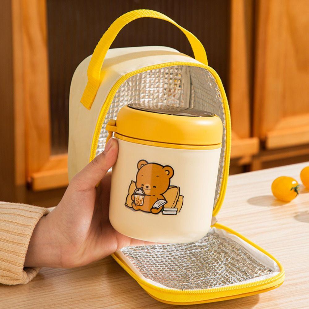 Round Barrel Food Storage Bag Large-Capacity Tote Lunch Bag Portable Lunch Box