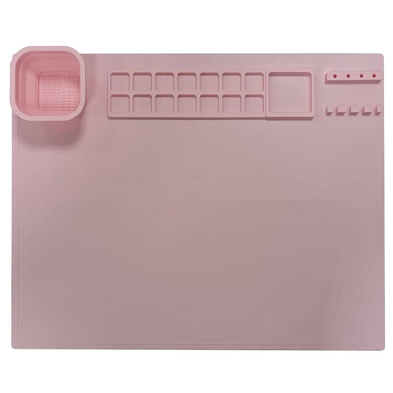 Silicone Craft Mat with Collapsible Cleaning Cup, Non-Stick Washable Painting Palette Pad for Kids Artists DIY Oil Art Drawing Tools
