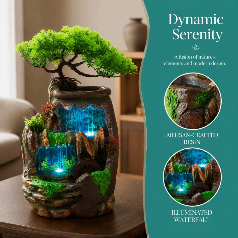 Realistic Green Plant Decoration Water Feature Feng Shui Ornament Indoor