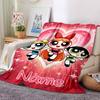 Custom Name Powerpuff Girls Halloween Flannel Blanket for Super Soft Cute Comfort Blanket for Travel Bedding Couch Sofa Blanket