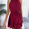 2026 Spring/Summer Women's Sleeveless Waist Cinched Ruffle A-Line Skirt S-XL