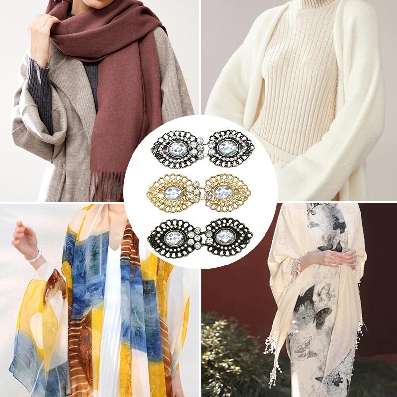 1PC Rhinestone Brooch for Cheongsam Fashion Rhinestone Collar Pin Elegant Modesty Clip Qipao Dress Clasp