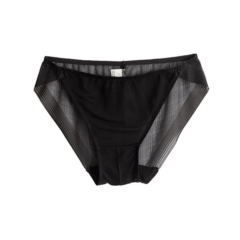 1 Pc Low Waist Sexy Lace Triangle Briefs Silky Smooth and High Elasticity Silk Home Underwear Briefs