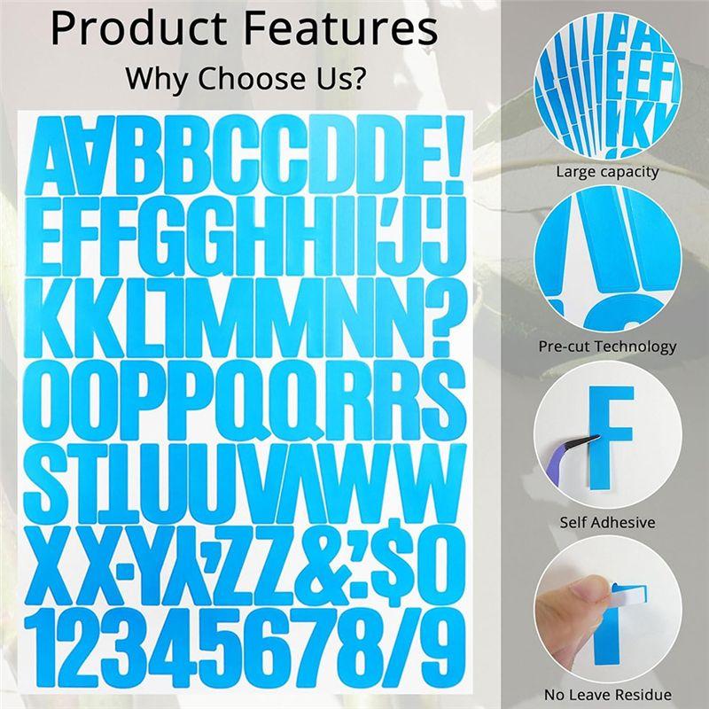 ABIY 8 Sheets 1.5 Inch Letter Number Stickers,576 Pieces Adhesive Alphabet Sticker Letters Decals For Scrapbooking