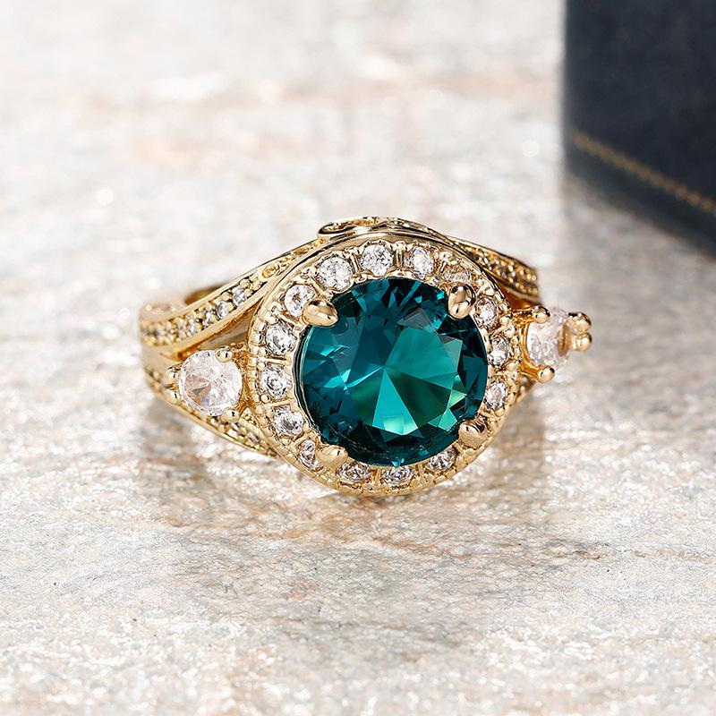 Anillo de corona estilo old money imitación jadeíta verde para mujer, temperamento de dama, alta lujo, estilo de Oriente Medio