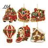 Elegant Holiday Party Supplies 6 Pcs Diamond Art Christmas Ornaments, 2D Flat Pearl Painting Timeless Seasonal Decorations Pattern Hanging Decoration