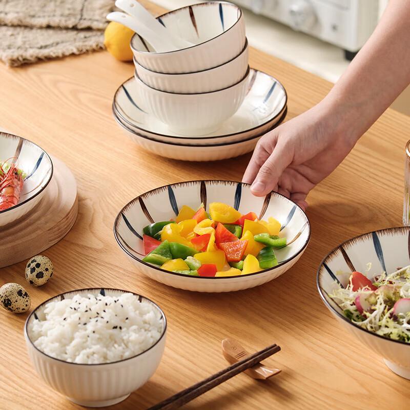 ZISIZ Elegant Lines 18-Piece Ceramic Dinnerware Set