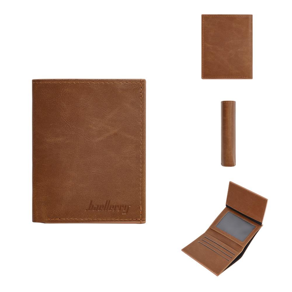 

PU Leather 3 Fold Wallets Black Coffee Brown Male Leather Purse Anti-theft Cash Bag Shopping коричневий