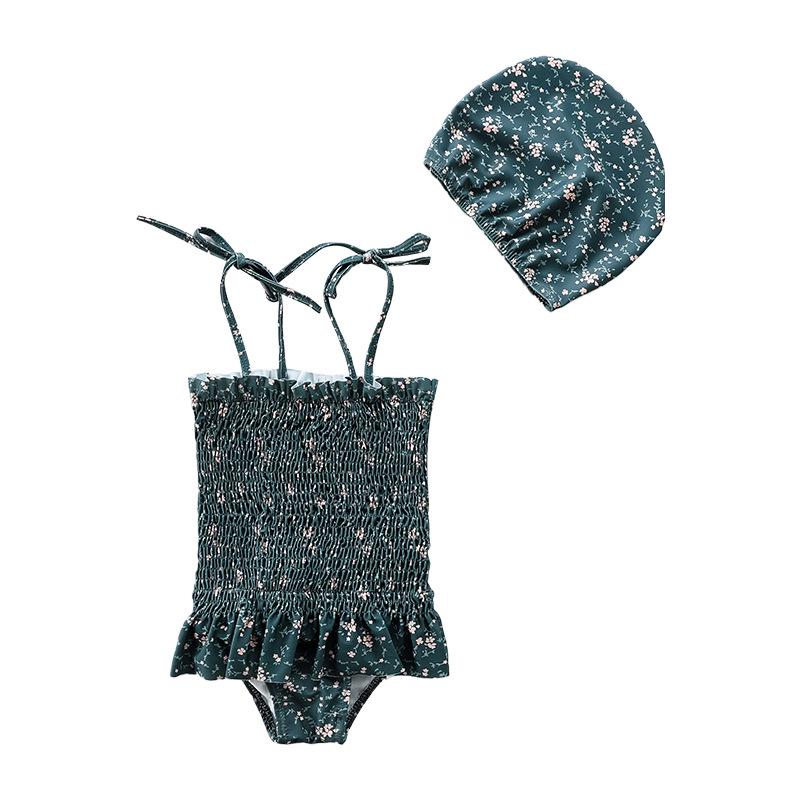 Floral Ruffle Strappy Triangle One-Piece Swimsuit for Girls