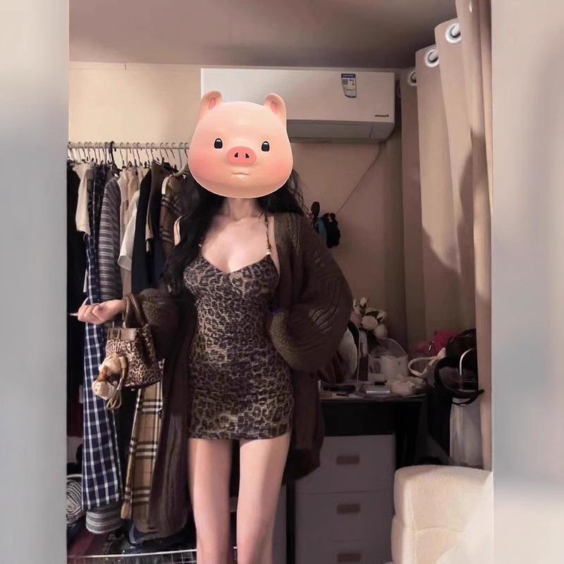 Leopard Print Halter Bodycon Mini Dress - Summer Sexy Waist-Hugging Style for Women