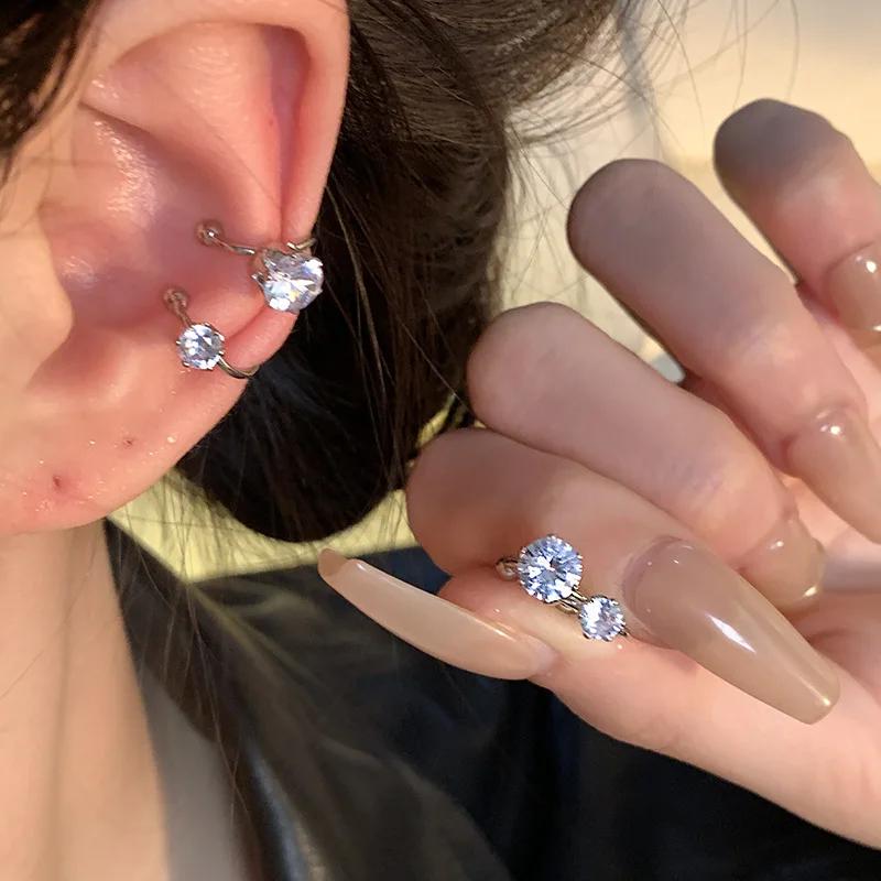 Shiny Zircon Ear Cuff Non-Piercing Earrings Fashion Delicate Simple Silvery Mini Ear Clip Earrings Female Jewelry Gift Wholesale
