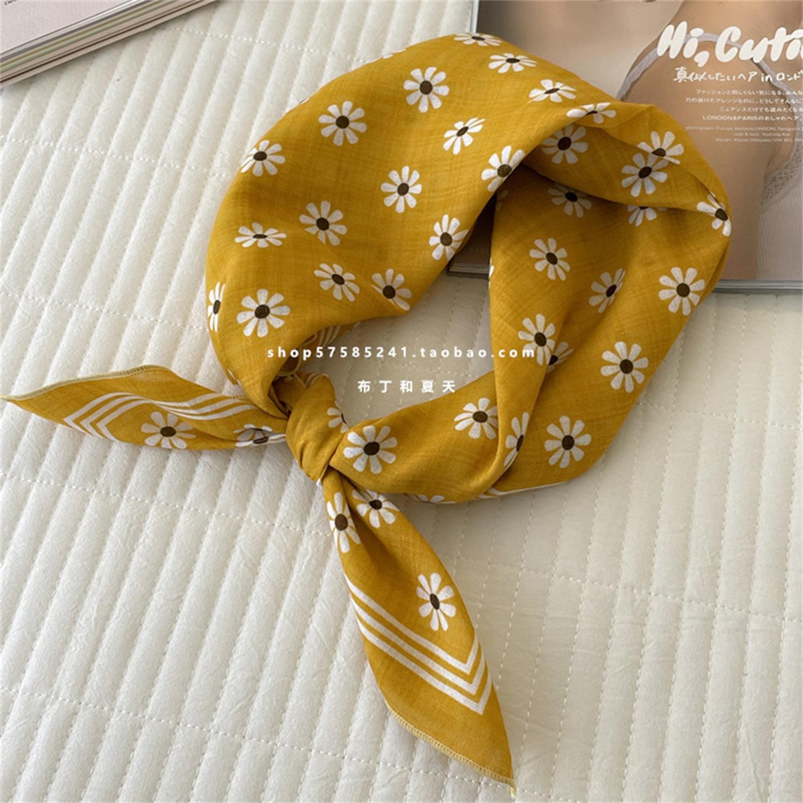 Polyester Cotton Linen Scarf Decorative Headscarf Artistic Retro Small Fresh One Size