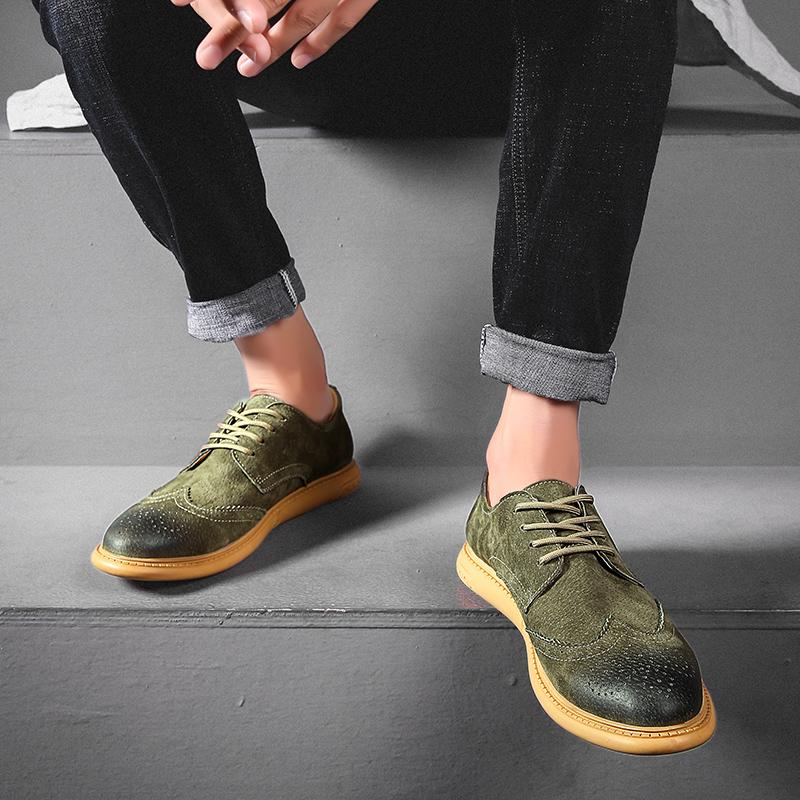 Men's Brogues Shoes Casual Suede Leather Oxford Shoes For Men Flats Shoes