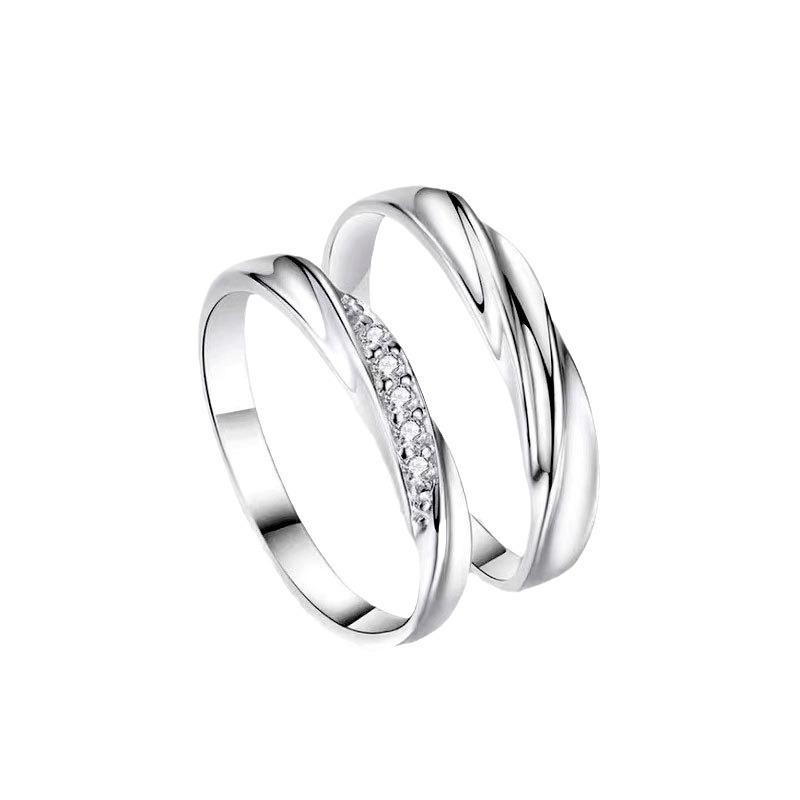 999 Sterling Silver Adjustable Couple Rings: River of Love Design for Men & Women, Exquisite and High-End