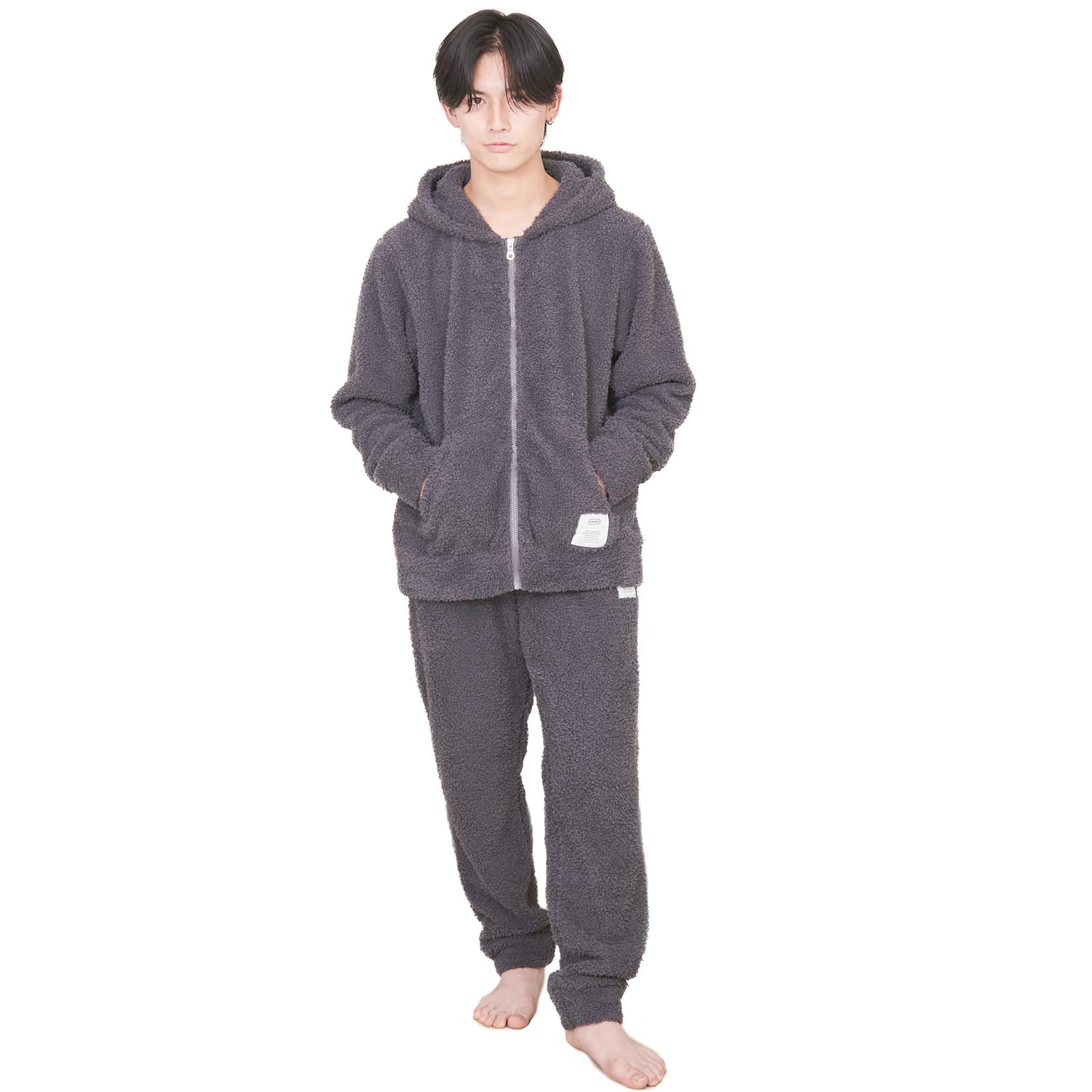 

Домашняя одежда Пижама Верх и низ Комплект Пышный Открытая молния спереди Длинные рукава Длинные брюки Подарок на день рождения Подарок QWHIM01 Уголь [Luanna Jena] Мужская и (М,