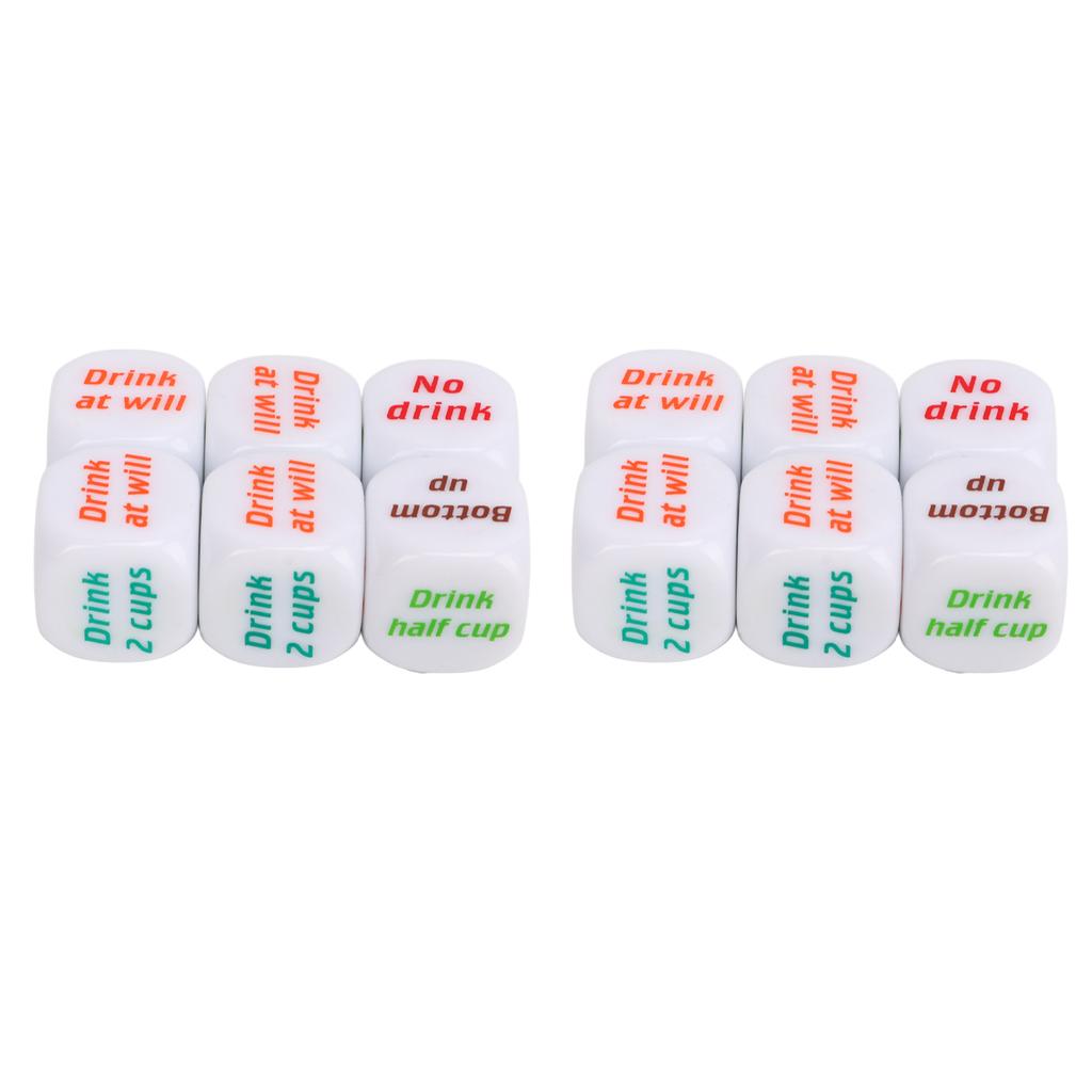 12PCS English Wine Order Dice White Dice Props Plastic Dice Toy for Bar Home Party