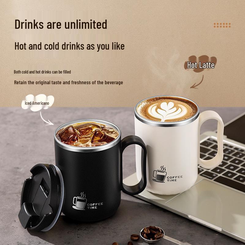 304 Stainless Steel Double-Walled Anti-Scald Mug with Lid and Drinking Spout