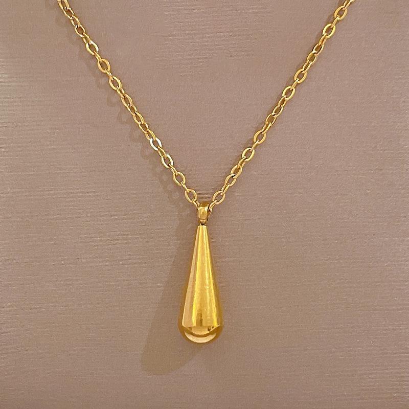 

Cold Feng Shui Drop Personality Minimalist Wind Furnace Real Gold Necklace Female Collarbone Chain