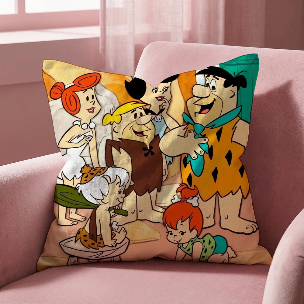 Cartoon Classic F-Flintstones Cushion Cover Multi-Scene Pillow Cover for Home & Car - Reversible, Soft & Durable for Daily Use
