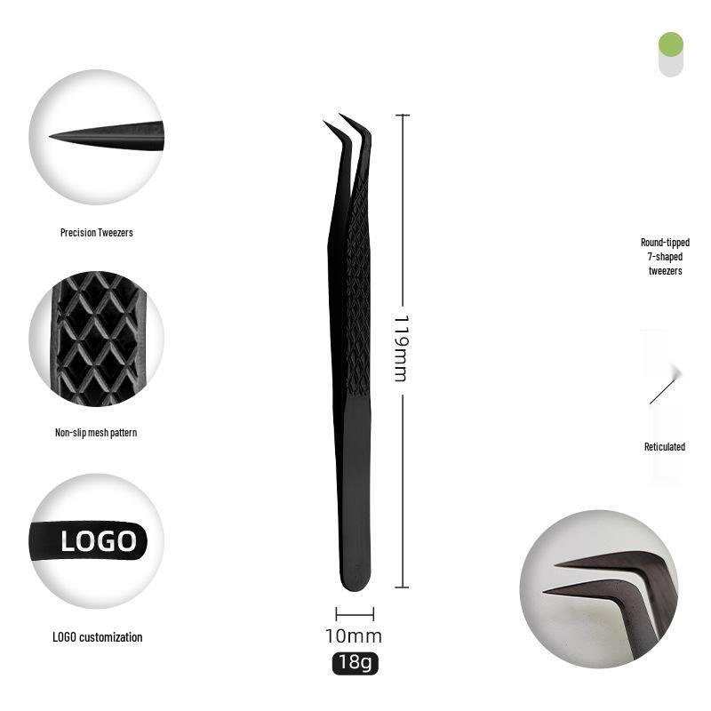 Golden Feather Stainless Steel Eyelash Tweezers for Grafting and Extensions
