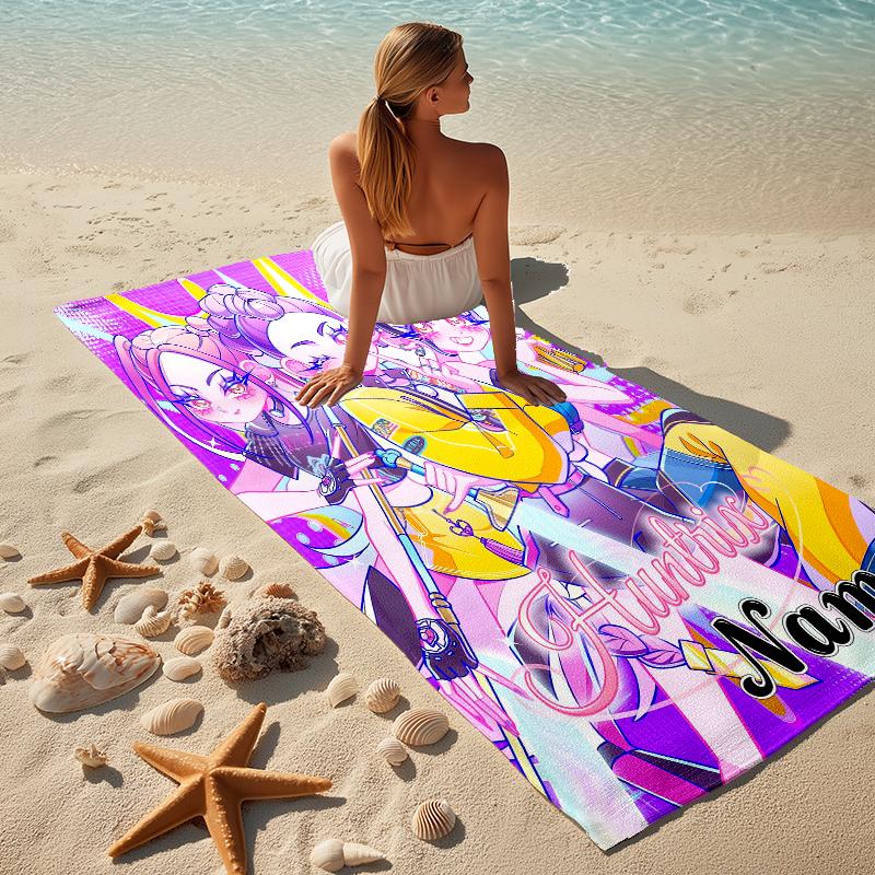 Custom Name Dark Warrior Stylish Digital Printing Beach Towel Quick‑Drying Absorbent Blanket for Beach Pool Gym Travel