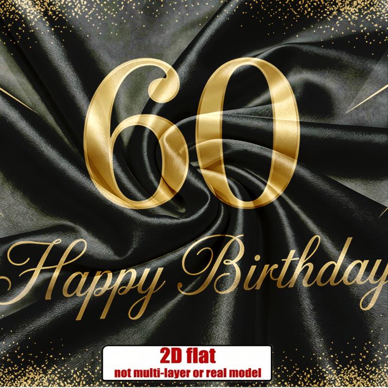 Party Backdrop 60Th Birthday Black Elegant Sparkling Flat Golden Velvet Texture Accents Photo Background Decor Front Door Decor