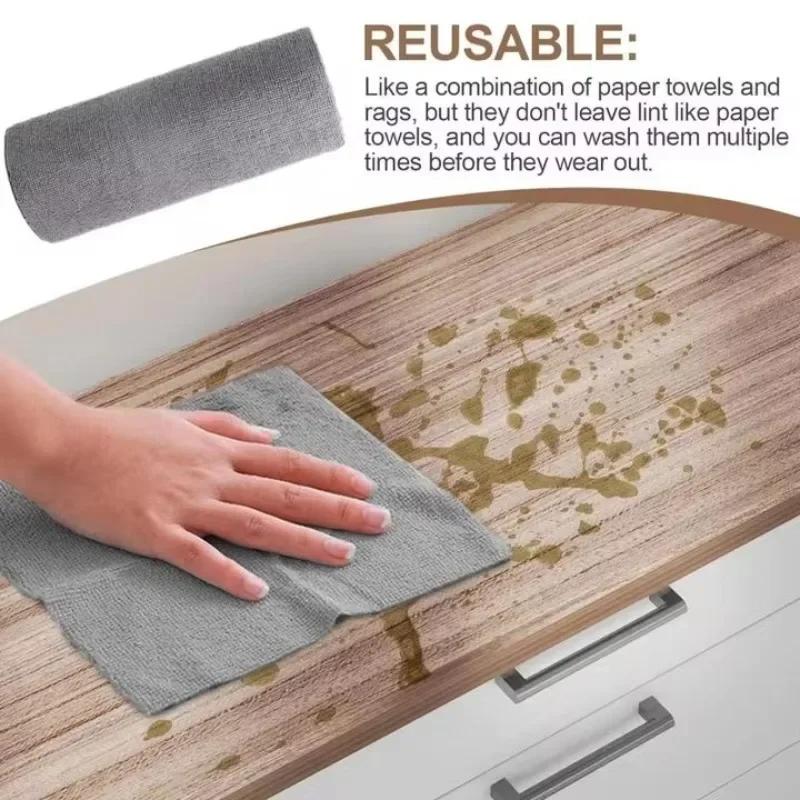 1 Roll/20pcs Reusable Microfiber Cleaning Wipes - High Absorbency, Durable & Machine Washable Kitchen Towels for Dishes