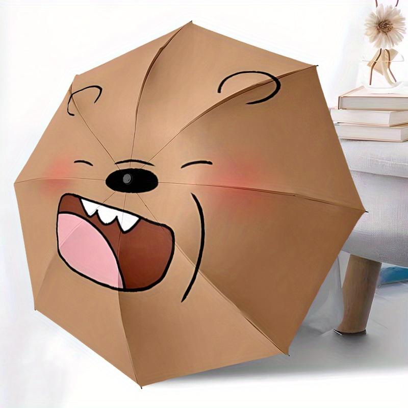 1pc We Bare Bears Automatic Open/close Folding Portable Umbrella with 8-Rib Structure for Women/Men, All-Season Use  a0901041