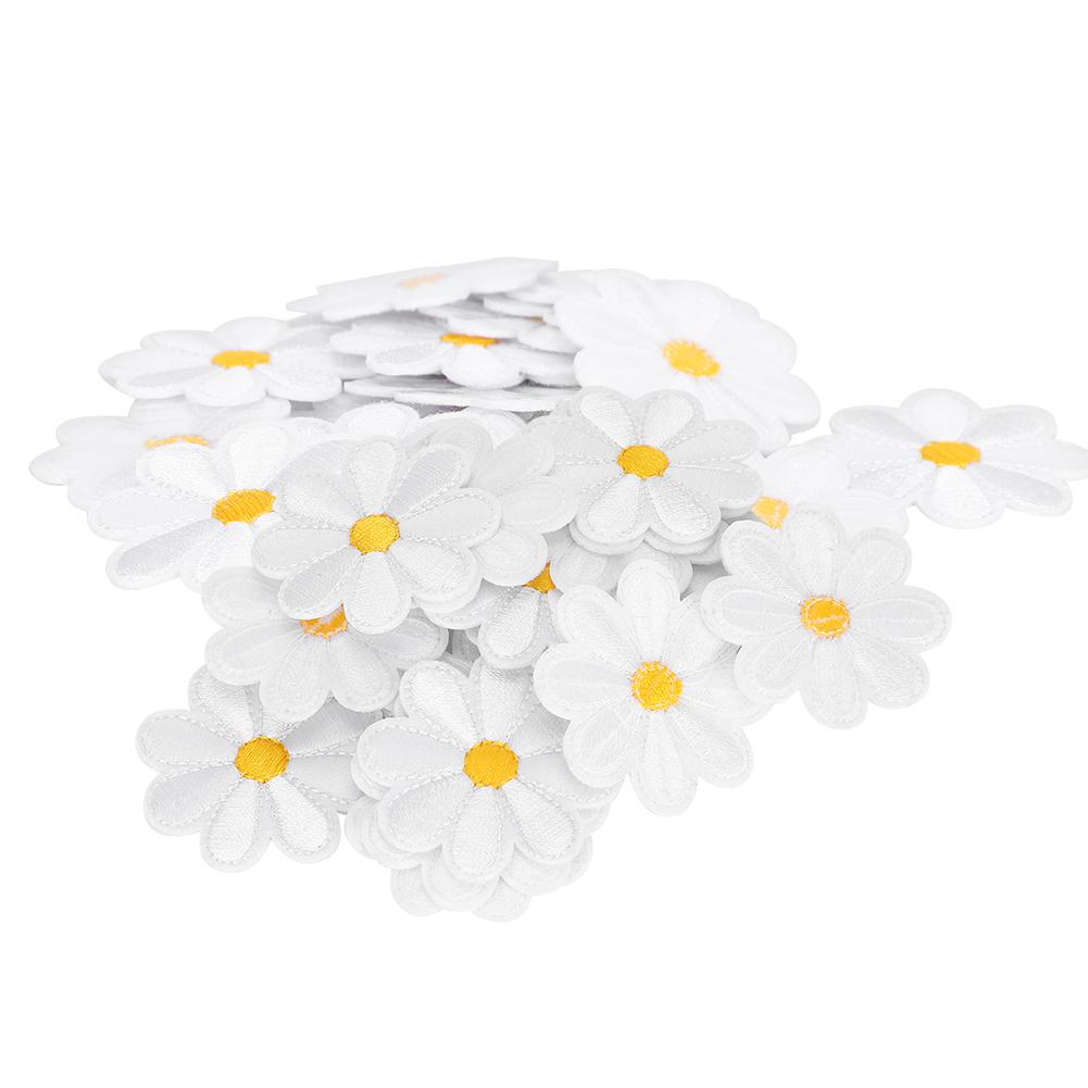 40Pcs Embroidery Cloth Stickers Daisy Pattern Iron Patches DIY Backpack Clothing Accessories