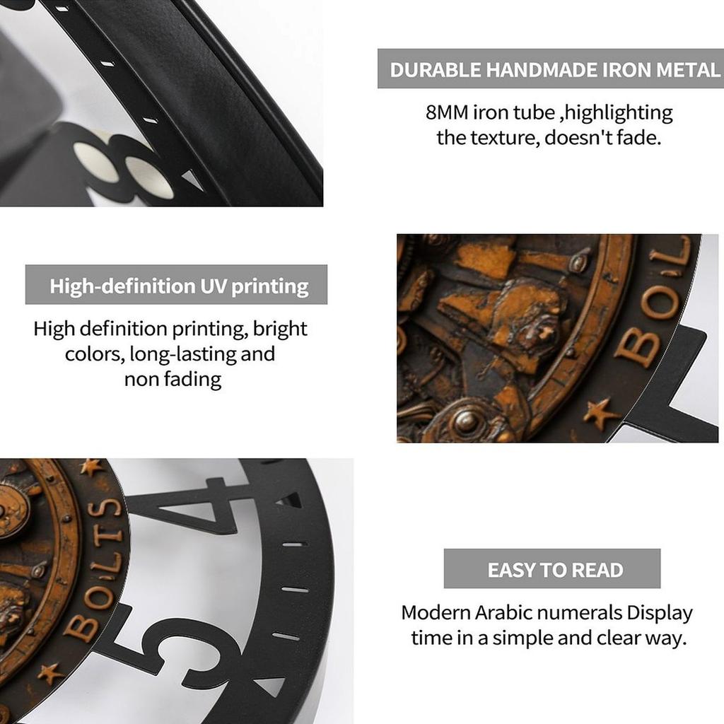 25cm Circular Iron Wall Clock with a Vintage Washing Machine Wringer