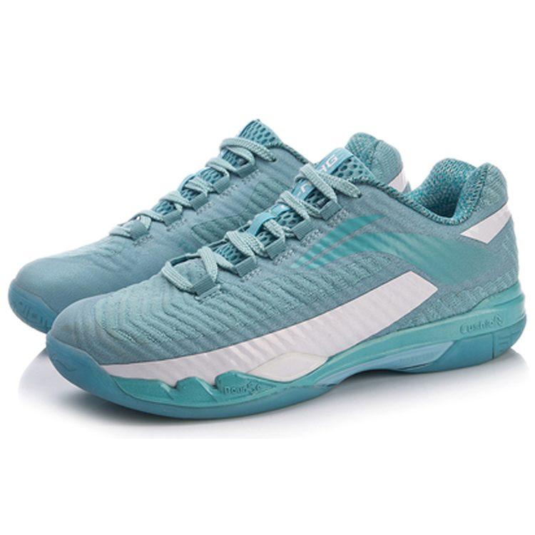 Li Ning Pioniere Stoff Rückprall Dämpfung Atmungsaktiv Abriebfest Niedrig geschnitten Badminton Schuhe Damen Meeresblau AYAN016-3