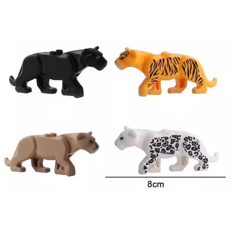 MOC Zoo Animals Building Blocks African Elephant Camel Deer Wolf Crocodile Tiger Lion Sheep Warhorse Mini Brick Kid Toy Gift S06