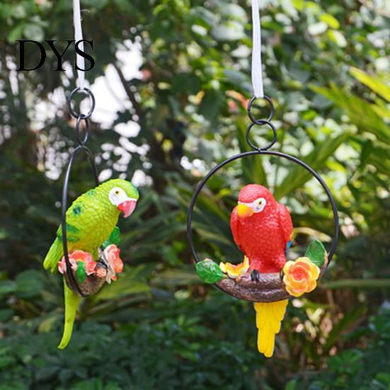 Garden Ornament Parrot with Ring Exquisite Colorfast Hanging Pendant Summer Bird Decoration