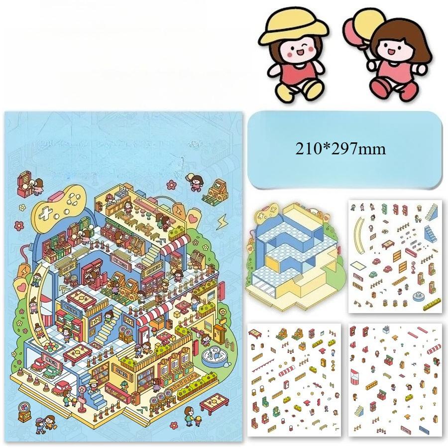 Adesivos Miniatura 3D Grandes Criativos Camadas Artesanato DIY para Alívio de Estresse e Decoração de Casa Decoração de Parede de Mesa Miniaturas Artesanato