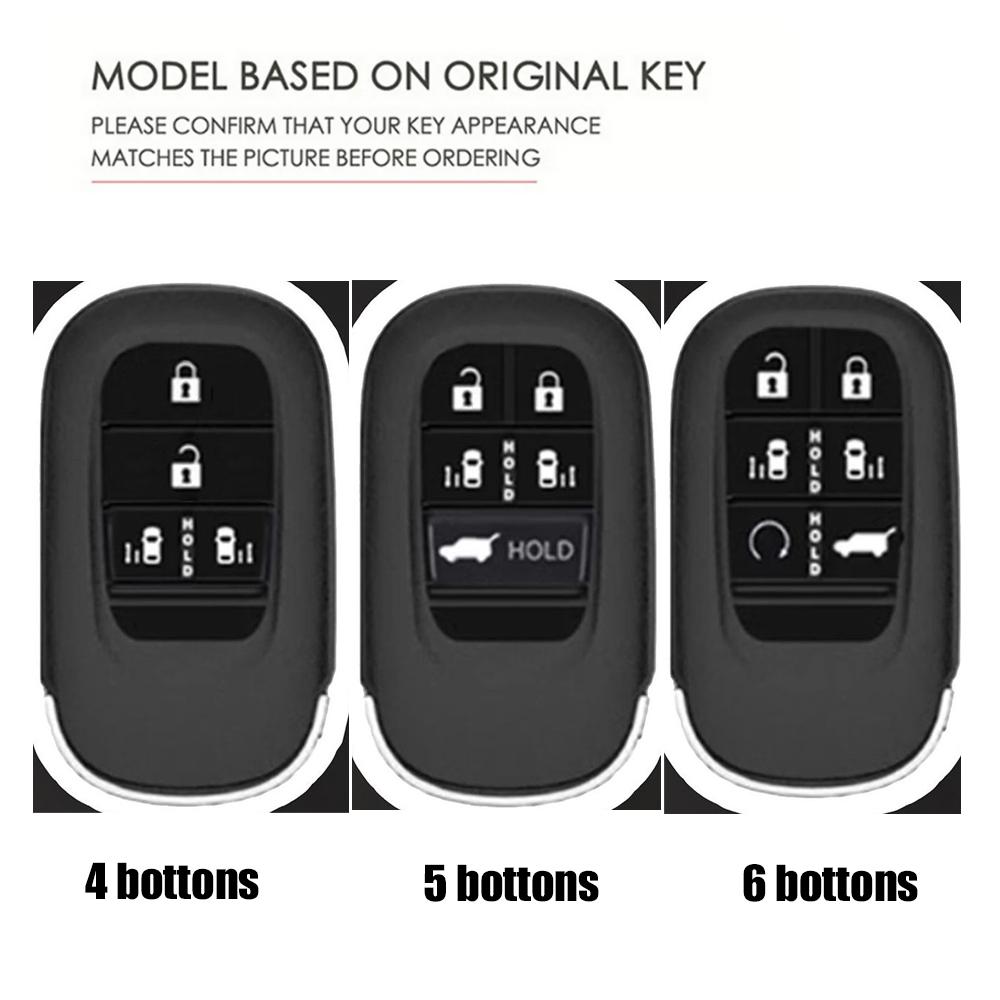 4 5 6 Bottons Leather Car Key Fob Case Cover Shell Keychain For Honda Alison Odyssey Accesorios