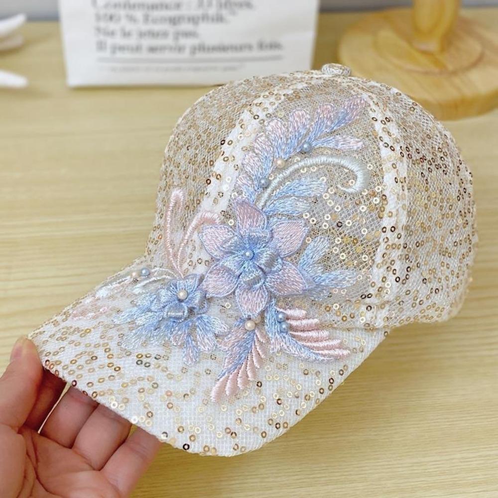 Summer Lace Baseball Cap Embroidered Flowers Sunscreen Hat New Rebound Cap  For Women Girls