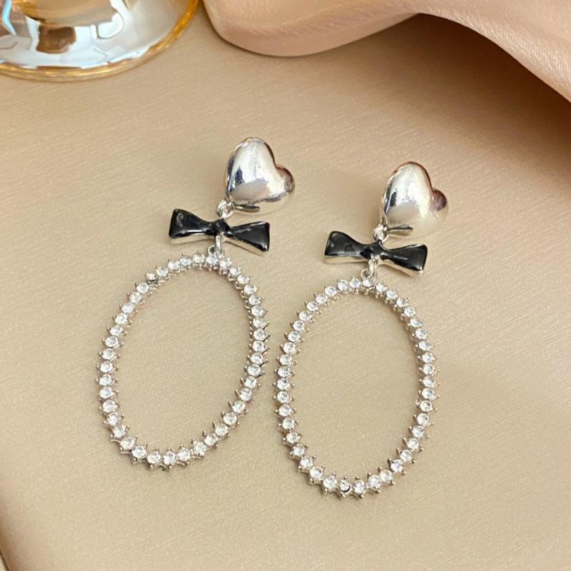 

Модный дизайн, преувеличенный темперамент, французские овальные серьги с бантиком и любовью, женские