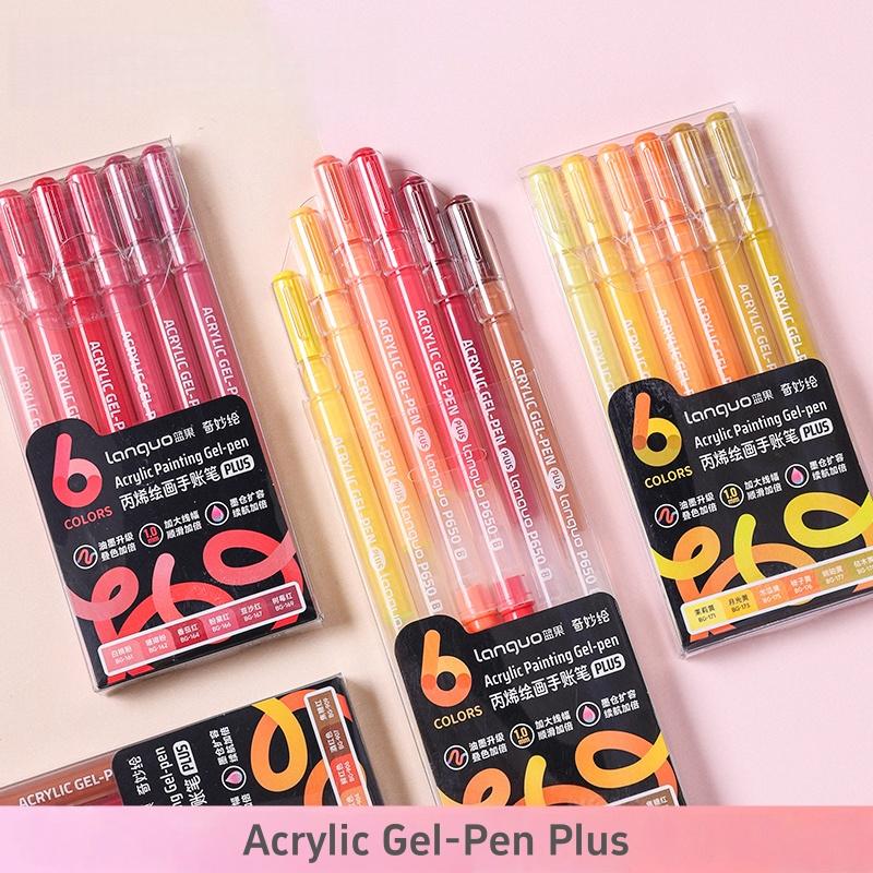 6pcs Acrylic Paint Markers Gel Ink Vintage Marker Liner 1.0mm Fine Tip DIY Craft Painting Drawing Stationery Gift