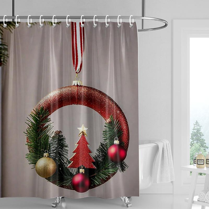 Home Decoration Shower Curtains for Bathroom Waterproof Curtain Fabric Modern Nordic Style Living Room Merry Christmas Winter