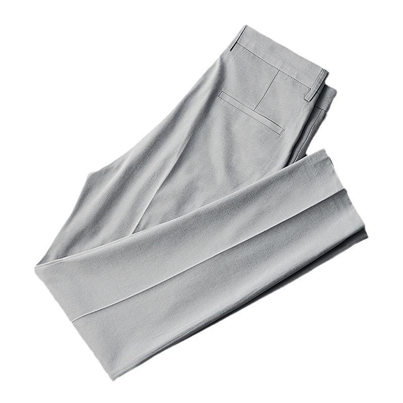 Small trousers men's spring and autumn ripe wind slim straight men's casual pants trend non-ironing nine-point suit pants
