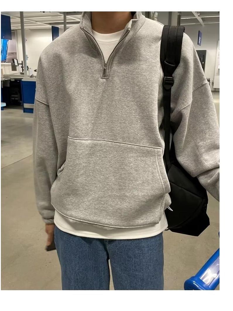 

2023 Весна Унисекс Толстовка Полумолния: Повседневная универсальная куртка в стиле Гонконга L серый