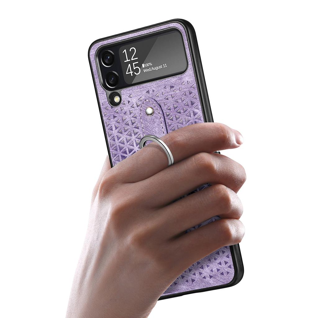 Exkluzivní luxusní kožené prstenové pouzdro 2022 pro Samsung Galaxy Z Flip 4 5g kryt Anti-Knock módní pouzdro Pus pro Galaxy Z Flip4