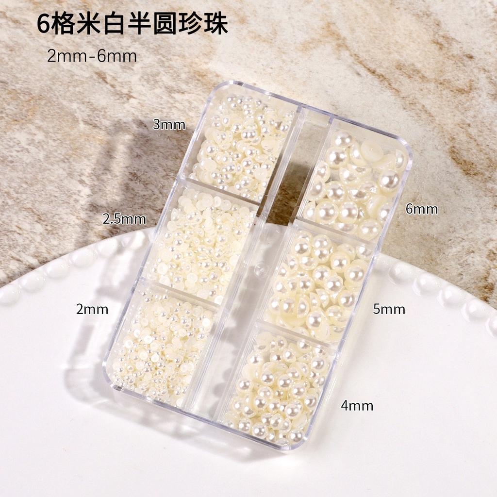 Ins Japanese Flat-Bottom Manicure, Pure White Beige Pearl, Semi-Round, Full-Round Highlight, No Peeling, No Fading, Nail Accessories